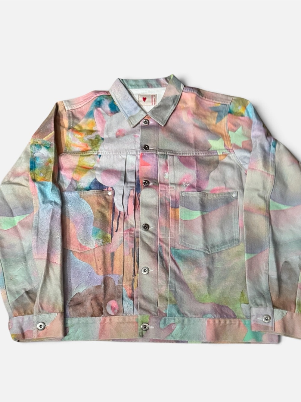Hand-Painted Pastel Multi-Color Lightweight Denim Jacket